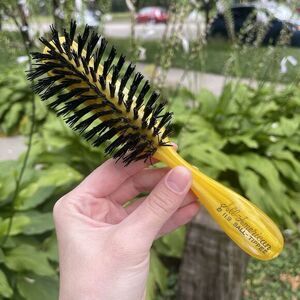 Vintage All American Ball Tipped Hairbrush Bristle Brush‎ #119 Yellow White